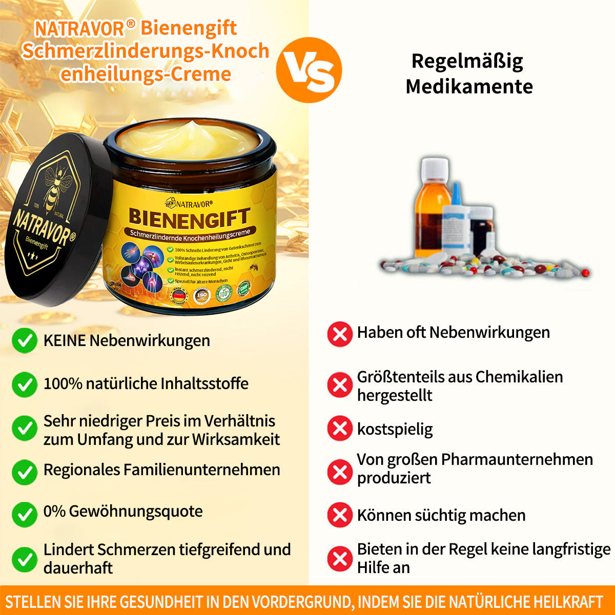 Natravor® Bienengift Schmerzlinderungs-Knochenheilungs-Creme🐝🐝(Speziell für ältere Erwachsene & DGOU empfiehlt)