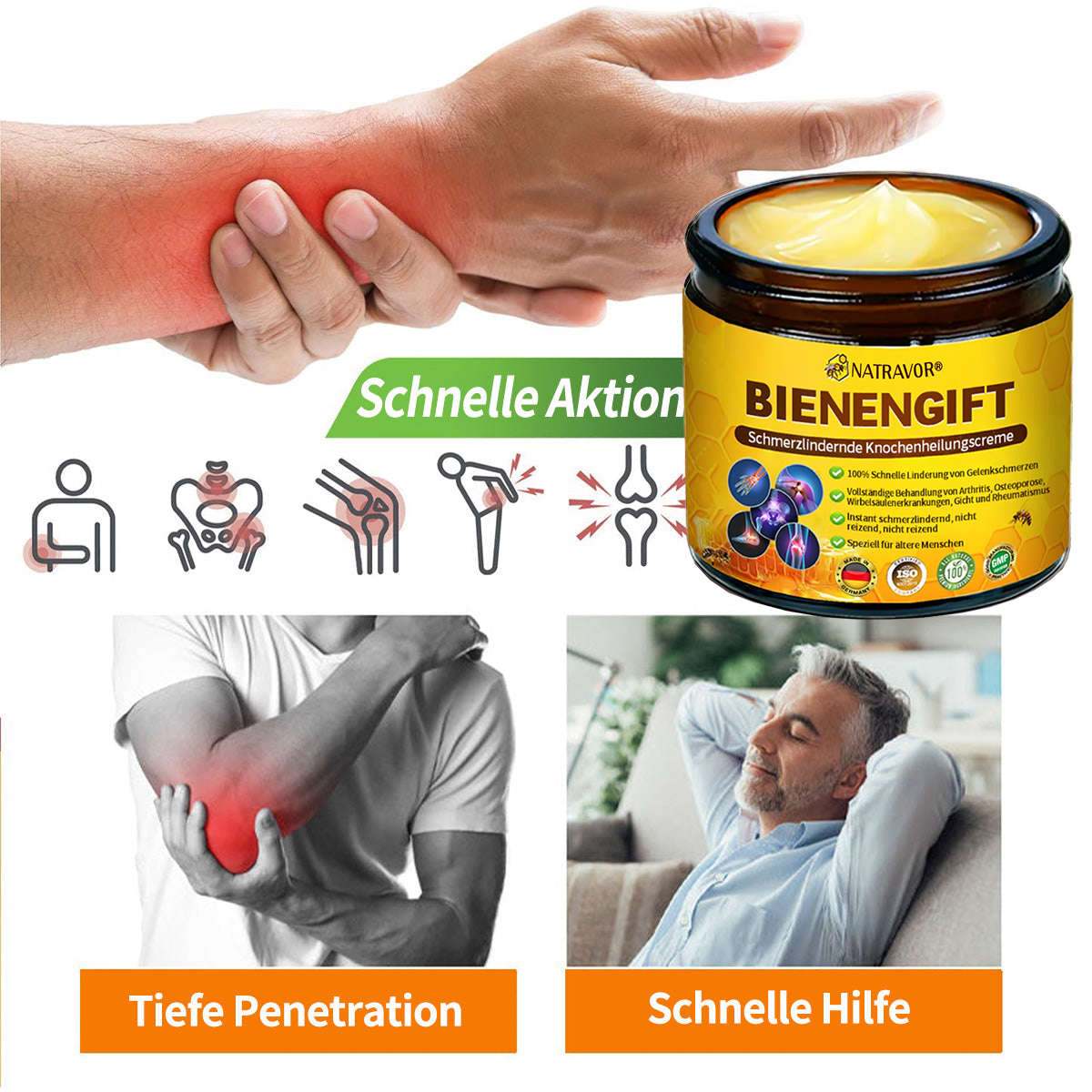 Natravor® Bienengift Schmerzlinderungs-Knochenheilungs-Creme🐝🐝(Speziell für ältere Erwachsene & DGOU empfiehlt)