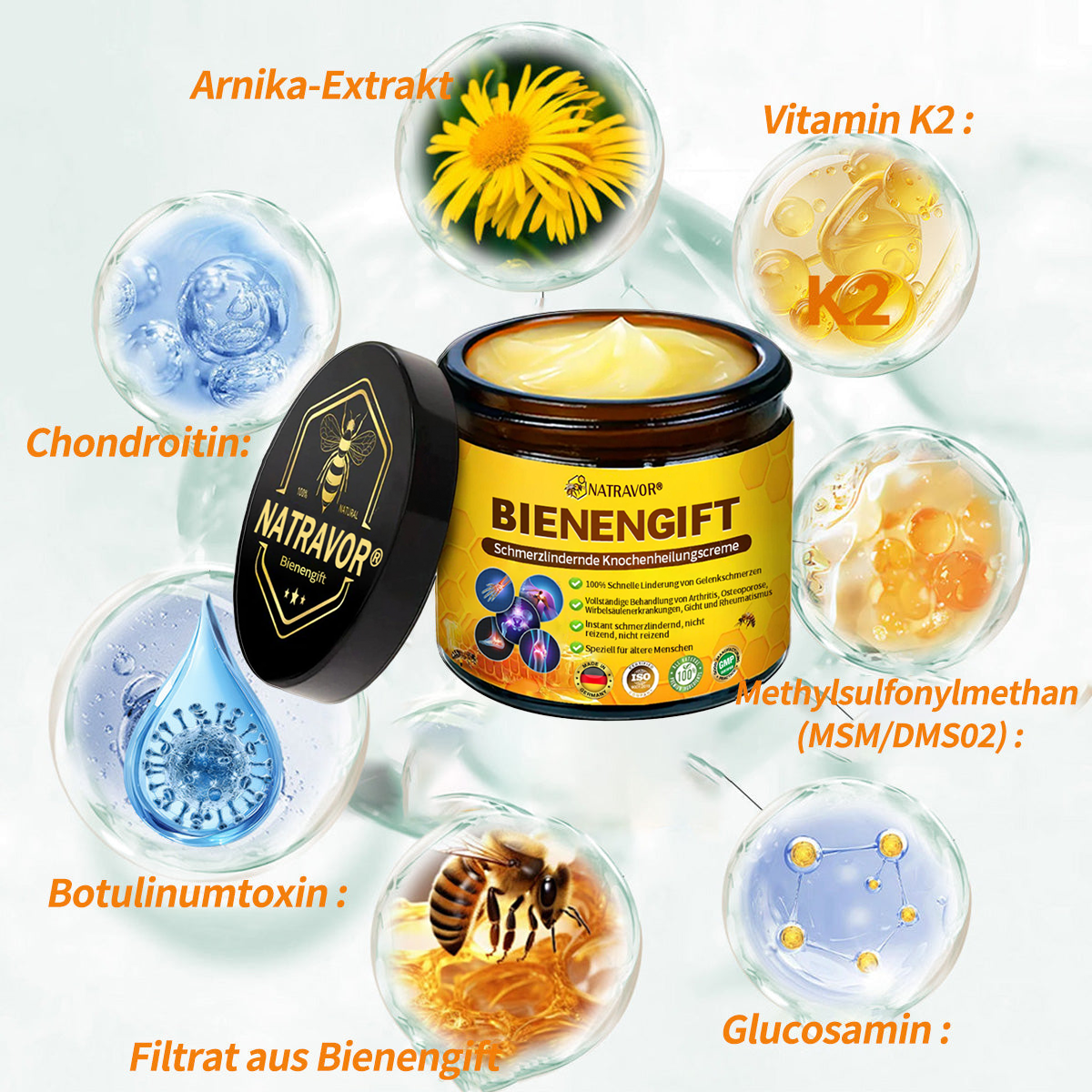 Natravor® Bienengift Schmerzlinderungs-Knochenheilungs-Creme🐝🐝(Speziell für ältere Erwachsene & DGOU empfiehlt)