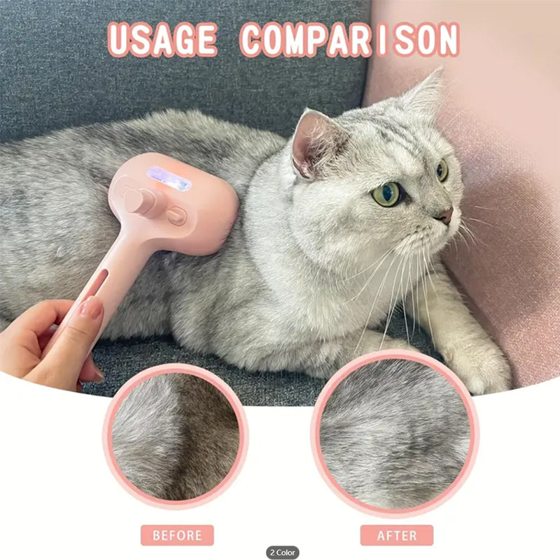 Natravor™ 3-in-1 Pet Steam Brush for Dogs, Cats  - Rechargeable Deshedding Comb with Stainless Steel Bristles