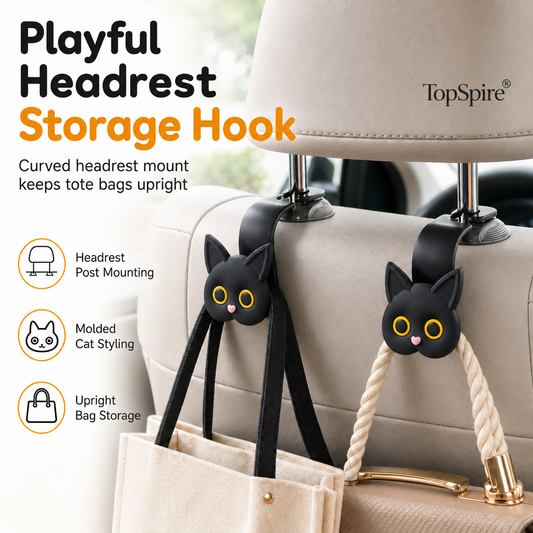 📢TopSpire® Universal Cartoon Cat Car Seat Headrest Hook Backseat Organizer Hanger for Vehicle Storage