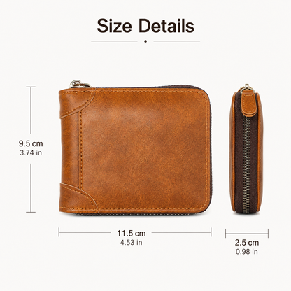 Vintage Zip-Around Men’s Wallet – Compact PU Leather Wallet