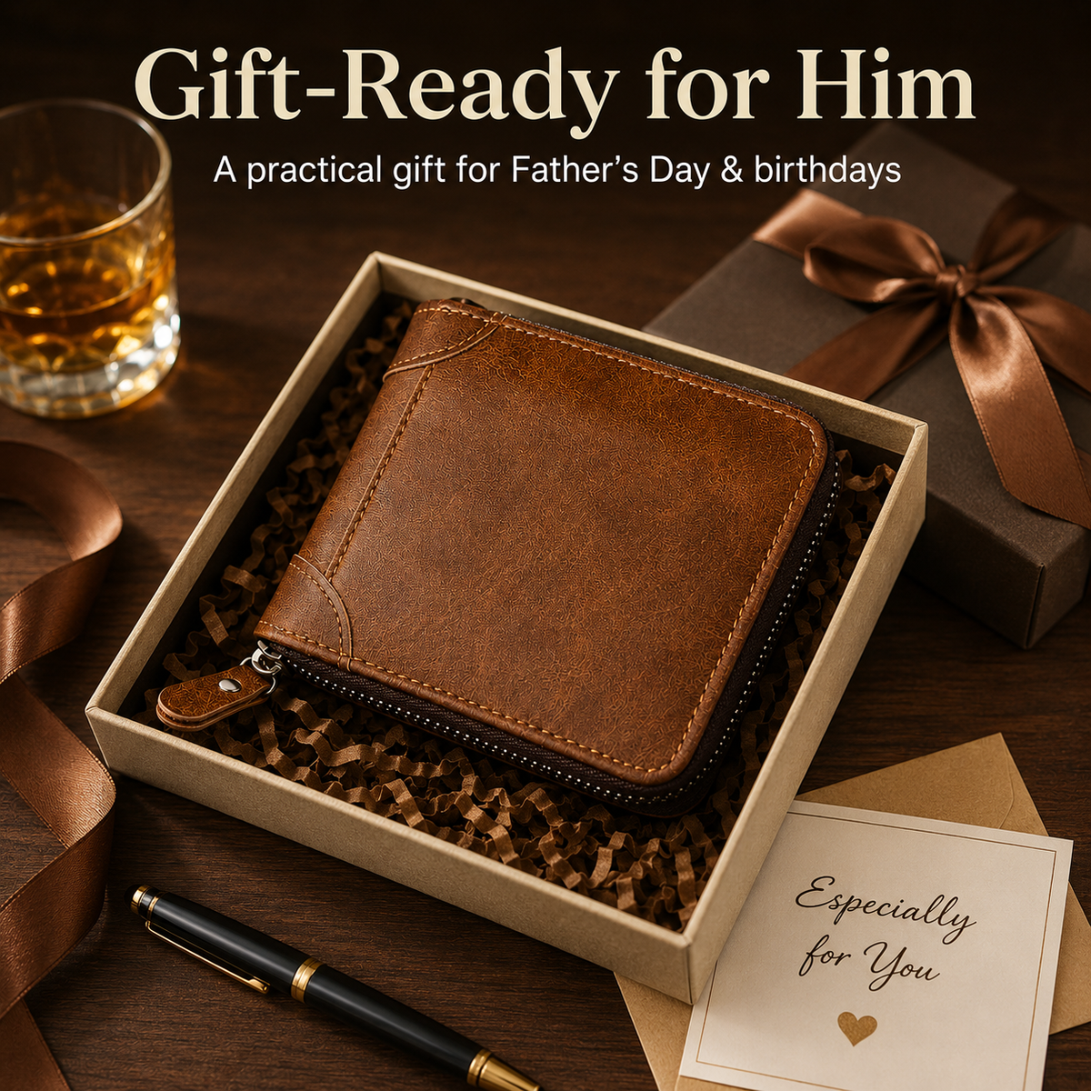 Vintage Zip-Around Men’s Wallet – Compact PU Leather Wallet