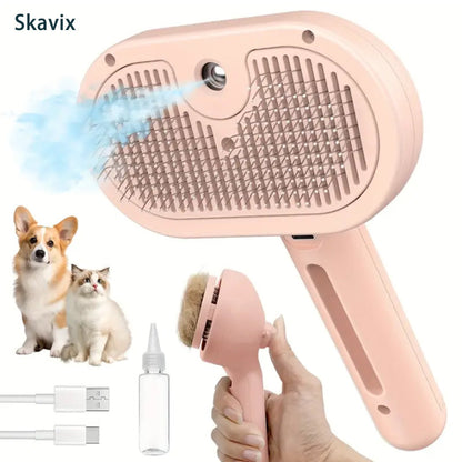 Natravor™ 3-in-1 Pet Steam Brush for Dogs, Cats  - Rechargeable Deshedding Comb with Stainless Steel Bristles