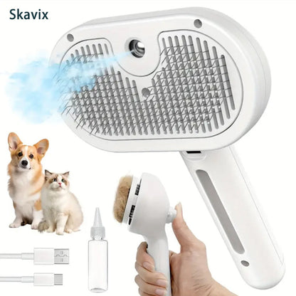 Natravor™ 3-in-1 Pet Steam Brush for Dogs, Cats  - Rechargeable Deshedding Comb with Stainless Steel Bristles