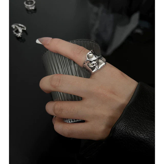 Minimalistische 925 Silber Ring für Frauen Mode Kreative Unregelmäßige Geometrische Aestethic Offene Ringe Geburtstag Party Schmuck Geschenk
