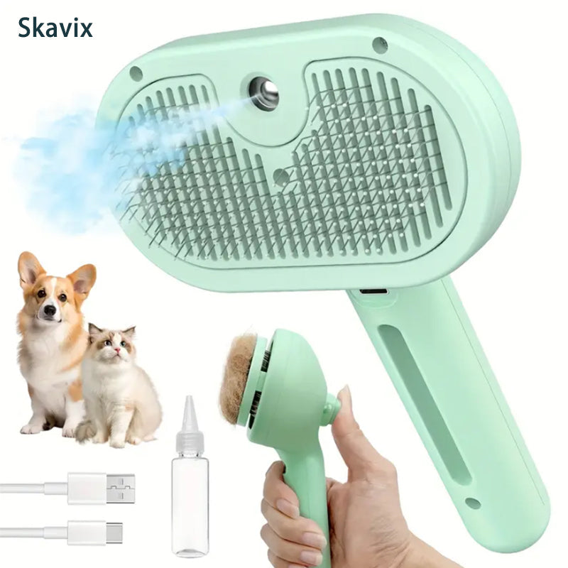 Natravor™ 3-in-1 Pet Steam Brush for Dogs, Cats  - Rechargeable Deshedding Comb with Stainless Steel Bristles