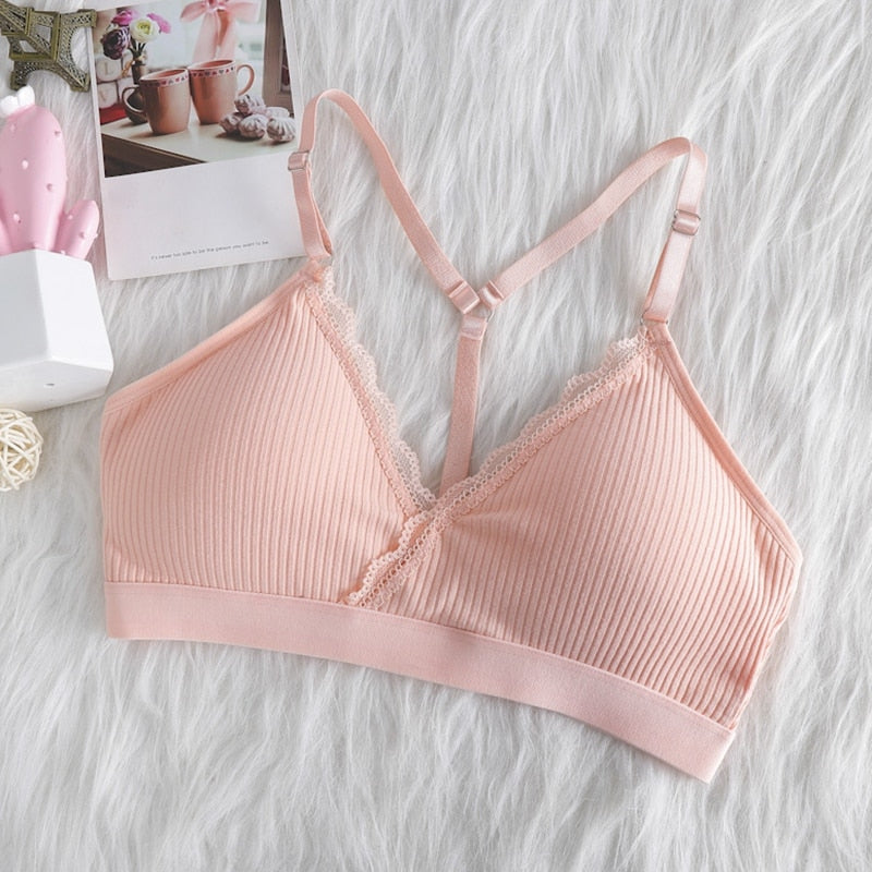 Frauen Push Up BH Bralette Dünne Schulterriemen Unterwäsche Fitness Spitzen BHs Tube Tops